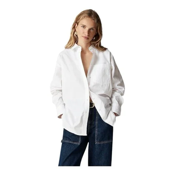 J Crew Womens Etienne Oversized Fit Long Sleeve Top~Size 2X~White Oxford NWT - Picture 2 of 11